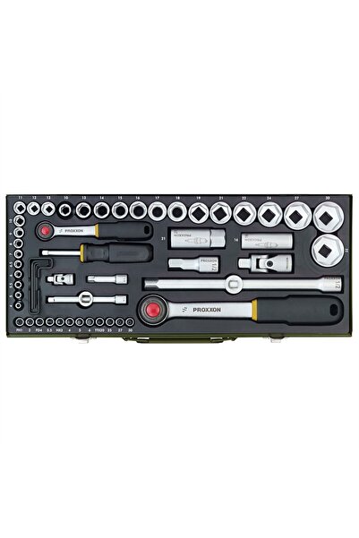 JollyMag Trusa de chei tubulare de 1/4" si 1/2", Proxxon 23040, 56 buc