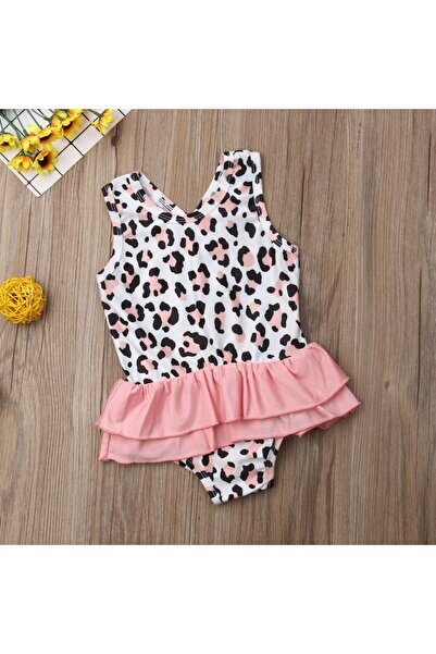 JollyMag Costum de baie leopard roz cu volan Drool (Marime: 120)