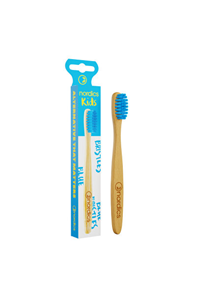 Nordics Periuță de dinți pentru copii din bambus, ALBASTRU,