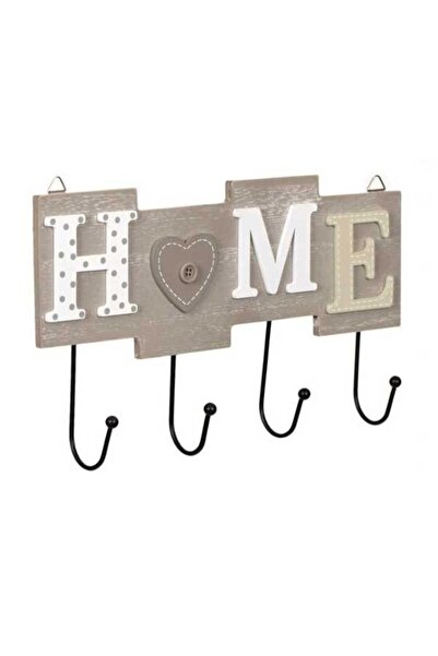 MCT Cuier de haine din lemn cu 4 cârlige metalice, model Home, 28 x 16,5 cm, gri
