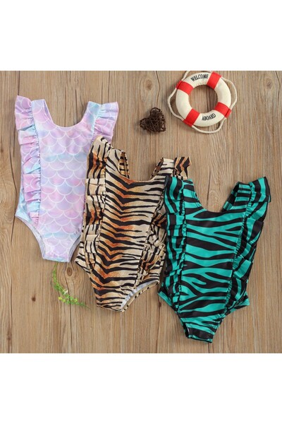 JollyMag Costum de baie Leopard/Peste Drool (Culoare: Verde, Marime: 100)