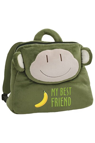 OEM Rucsac verde, de gradinita, pentru copii, Derform, in forma de maimutica