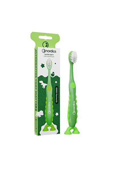 Nordics Children’s Toothbrush PREMIUM, 6900 Filaments, Super Soft, Green,