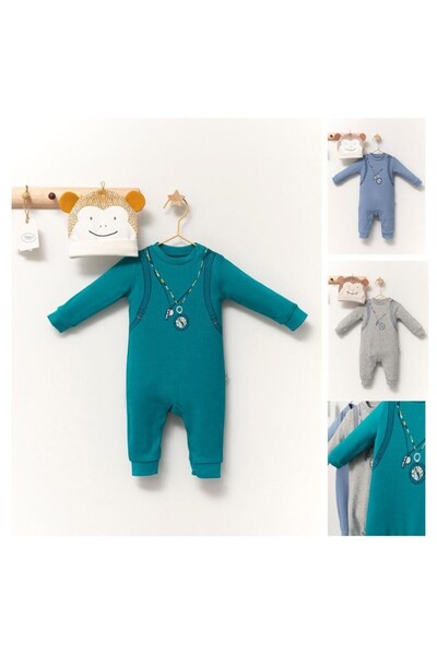 Tongs Baby Set salopeta cu caciulita cu urechiuse pentru bebelusi Ursulet