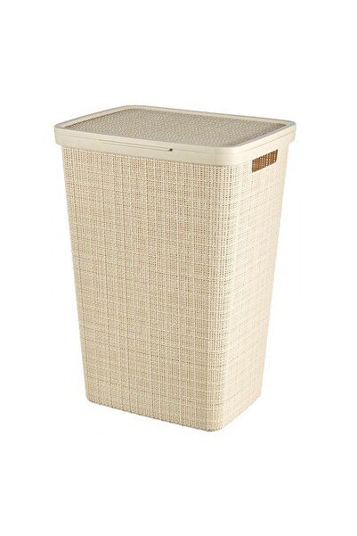 JollyMag Cos rufe, Curver, 2 manere, capac, bej, 58 L, 43x34x60 cm