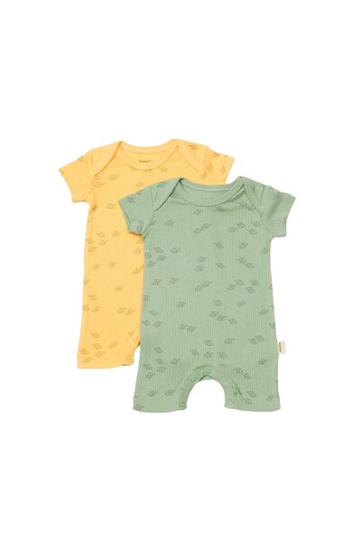 BabyCosy Sada 2 salopete scurte Printed, BabyCosy, Lamaie/Verde (Marime: 6-9 ...