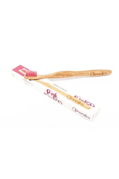 Nordics Periuță de dinți din bambus pentru adulți, roz -
