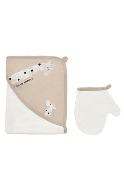 BabyCosy Giraffe bath set with towel and glove,