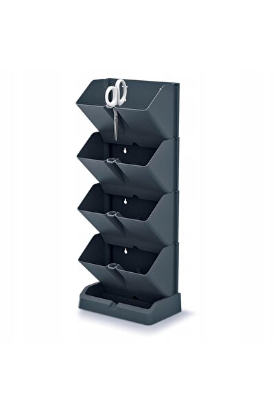 Prosperplast Ghivece decorative pentru flori, modulare, antracit, 4 x 1 L, se...