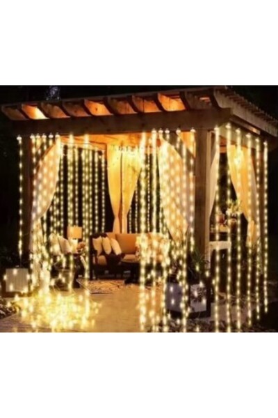 Gimihome Instalație de Crăciun, Cortină de ploaie albastră, 336 LED-uri, 8 x 1 M