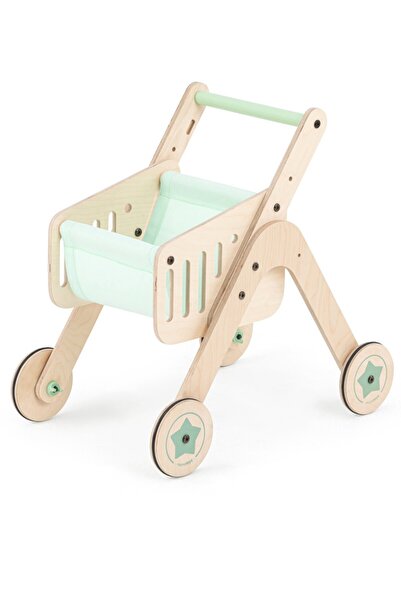 MAMATOYZ 2-in-1 wooden walker with shopping basket