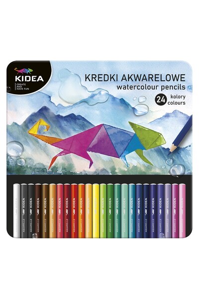 Kidea Set 24 creioane-acuarele, in cutie metalica, Kidea KAMP24KA