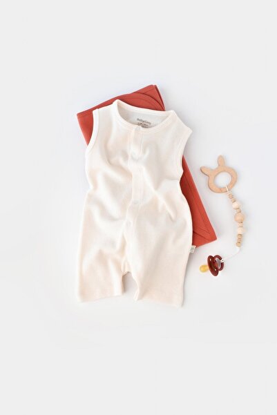 BabyCosy Overal bez rukávov s kraťasmi - 100% bavlna - ecru