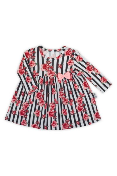 Nicol Bavlněné šaty s dlouhým rukávem, pruhy a květinami NANA růžové velikost...