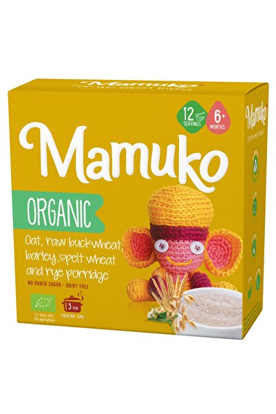 Mamuko Terci din 5 cereale: ovăz, hrișcă, orz, speltă și secară, 6+ luni, 200 g