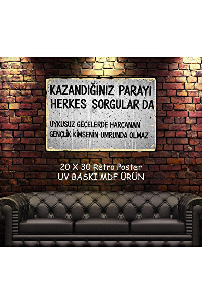 Hayal Poster Kazandığınız Parayı Retro Ahşap Poster 20x30 Uv Baskı Poster