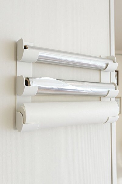 Nebron 3 Bölmeli Rulo düzenleyici askı, pişirme kağıdı, folyo, yağlı kağıt, s...