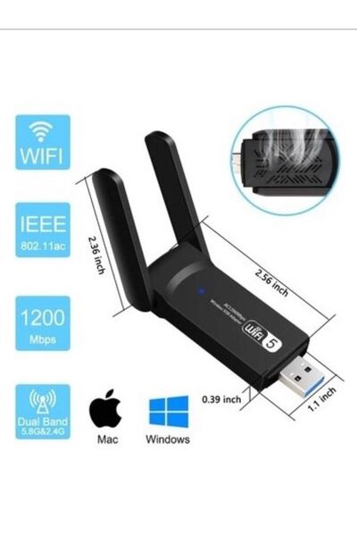 Nivego 1300 Mbps Dual Band Usb 3.0 Adaptör Kablosuz Wifi Alıcı 2.4ghz 5ghz Ne...