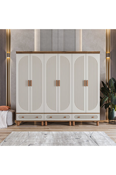 Velmo‏‎ Barrel 6 Kapaklı Gardırop (Aynasız)