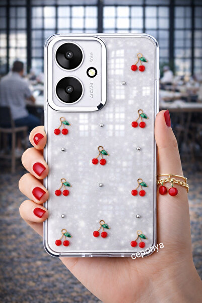 Ceponya غطاء حماية شفاف لامع لهاتف Poco C65 مع تصميم الوسادة الهوائية