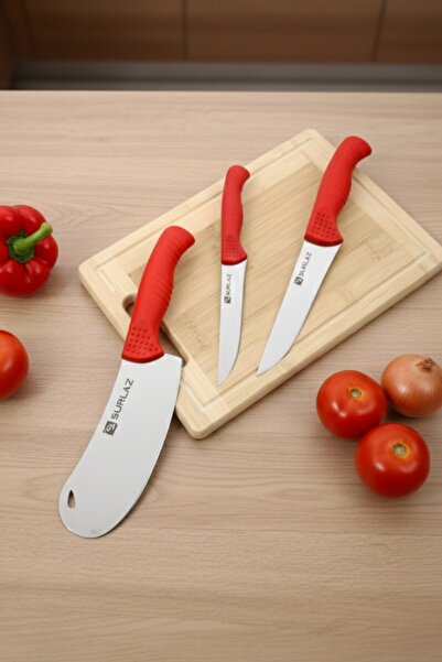 SürLaz 3 Parça Bıçak Seti Sürmene Bıçağı Doğrama Tahtası Hediyeli