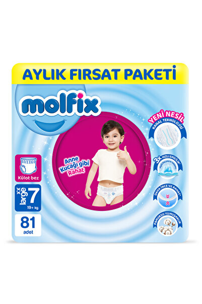 Molfix Pants Bebek Bezi 7 Beden XXL Aylık Fırsat Paketi 81 Adet