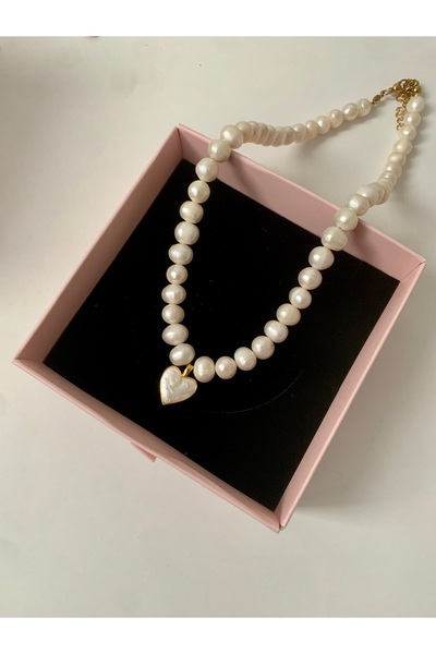 JOVİ ATELİER Gerçek Doğal Beyaz Kadın Inci Kolye Çelik Bağlantı Aparatlı Altı...