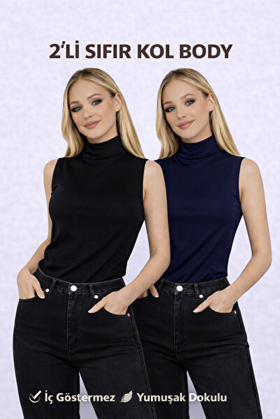 RDK Giyim Γυναικείο Σετ Μπλούζας με Μανίκια Μηδενικού Τύπου 2 τεμαχίων - Μαύρ...