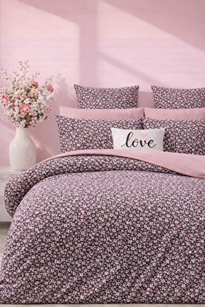 İQON Lastikli Çarşaflı Nevresim Takımı Çift Kişilik ALİSYUM PEMBE