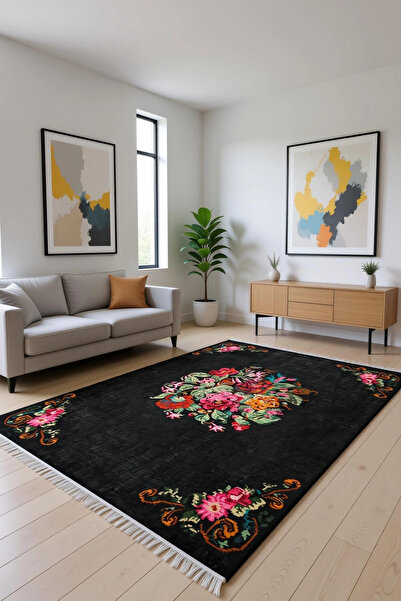 BLGHOME ÇİÇEK MOTİFLİ MODERN HALI DEKORATİF KİLİM