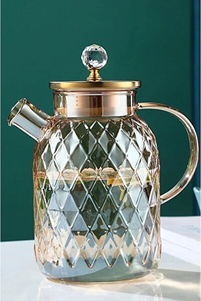 Genel Markalar Geometrik Desen Isıya Dayanıklı Borosilikat Cam Amber Renk Cam...