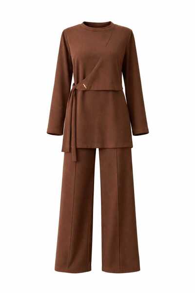 ECK MODA Women's New Season Scuba Fabric Side Tie Detail Trousers Pleated Wai...