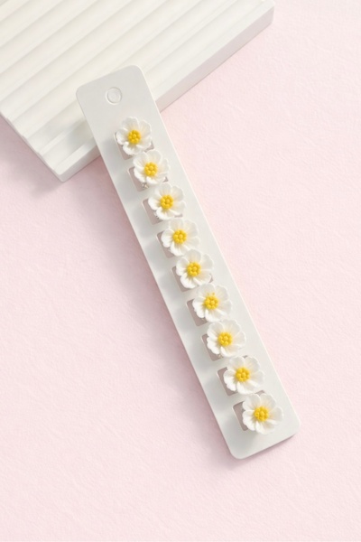 Toka Sepetim Papatyalı Trend Saç Küpesi 10’lu