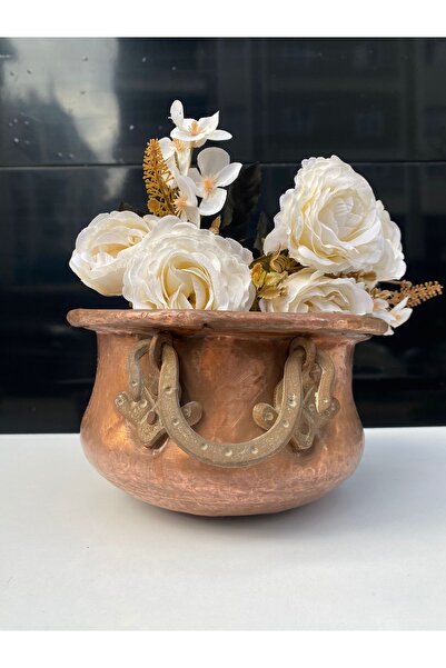 LüksAksesuar Bakır Kazan Saksı %100 Bakır Saksi