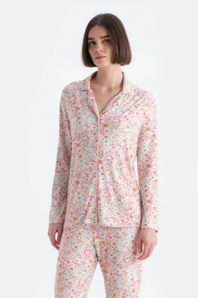 Eros 33518 Set de pijamale pentru femei, din bumbac, cu guler de cămașă, cu n...