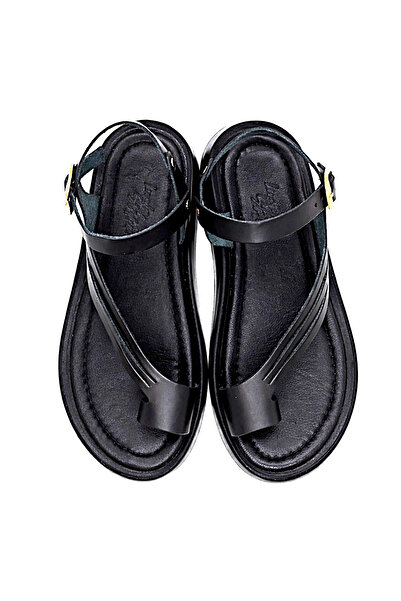Lively Stylish Luna Women's Black Genuine Leather Flip-Flop Flat Casual Comfo...