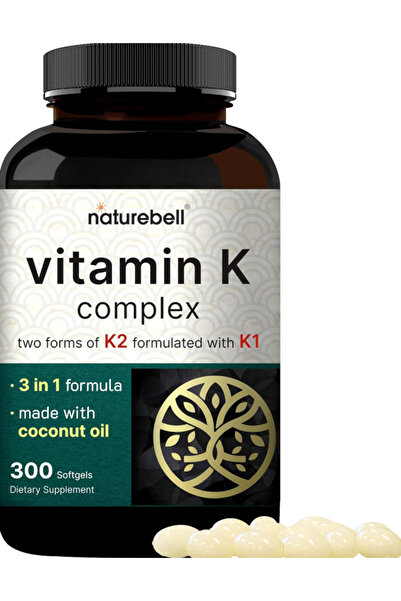 Naturebell Vitamin K Complex, K1 + K2 (MK-7 & MK-4) 2,600mcg Per Serving, 300...