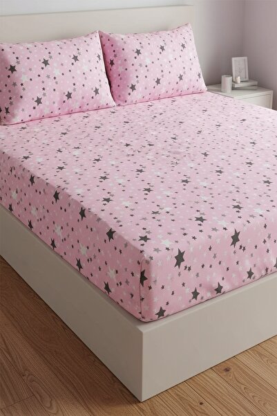 Gasel Home طقم ملاءة مطاطية مزدوجة بنمط نجمة من القماش القطني