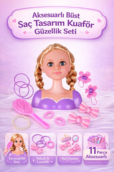 Alisha Deluxe Bust Baby Beauty Set with Hair Design Accessory