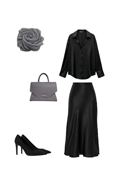 KAREN SATEN SİYAH GÖMLEK