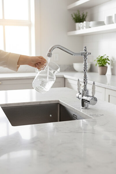 İSAOĞLU YAPI Zen Design Rustik Arıtmalı Mutfak Bataryası 3 Yollu Evye Musluğu...
