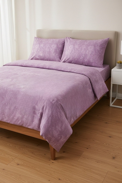 Gasel Home Solid Color Cotton Fabric Double Duvet Cover Set (Elastic Sheet)