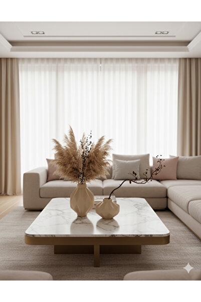 TULİ Geometrik Desenli İkili Seramik Vazo Seti