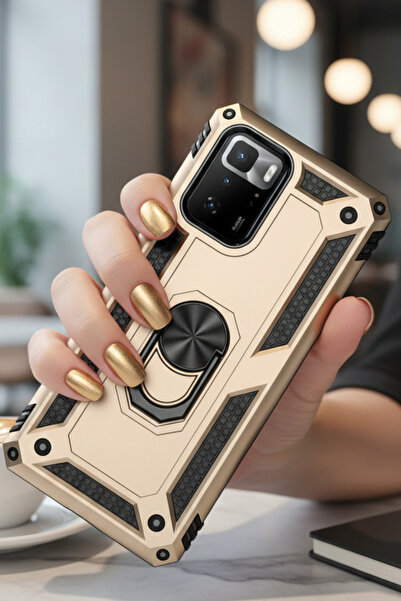 TechTrove Xiaomi Poco X3 GT Kılıf Yüzüklü Stand Olabilen Magnetic Tpu Tank Kapak