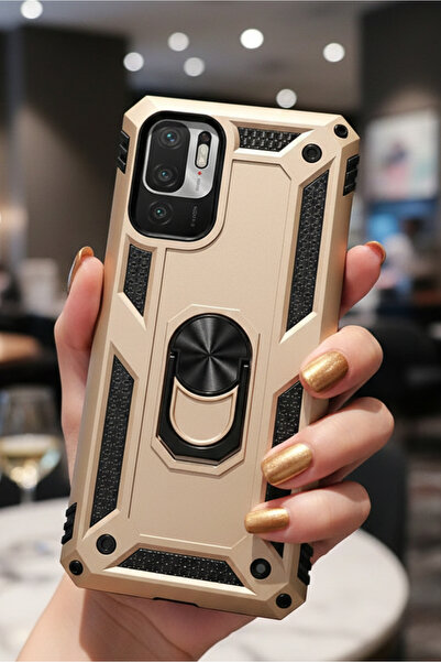 TechTrove Xiaomi Poco M3 Pro Kılıf Yüzüklü Stand Olabilen Magnetic Tpu Tank K...