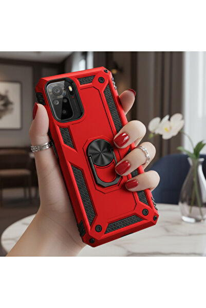 TechTrove Xiaomi Redmi Note 10S Kılıf Yüzüklü Stand Olabilen Magnetic Tpu Tan...