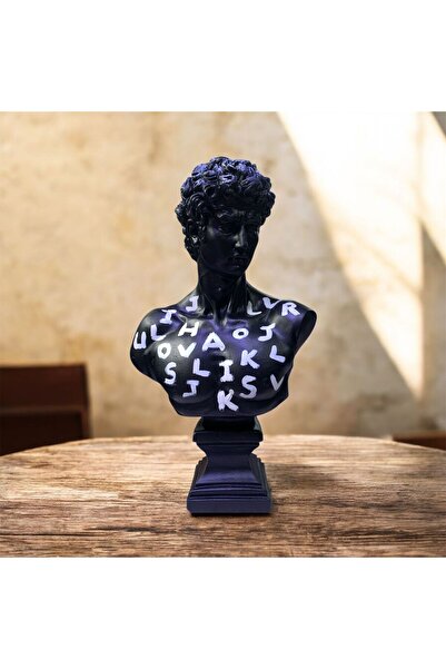 By Ari Ev Dekorasyon Popart Davut Büst Heykel Biblo Siyah