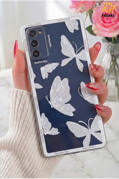 Fibaks Galaxy S21 Fe Kılıf Tasarımlı Desenli Kamera Korumalı Şeffaf Kelebek E...