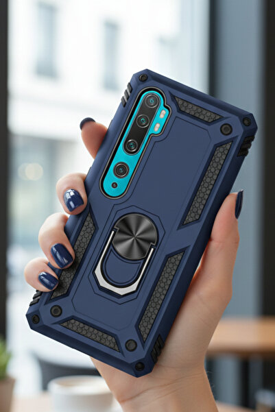 TechTrove Xiaomi Mi Note 10 Kılıf Yüzüklü Stand Olabilen Magnetic Tpu Tank Kapak