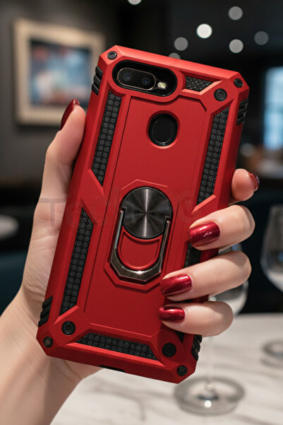 TechTrove Oppo A12 Kılıf Yüzüklü Stand Olabilen Magnetic Tpu Tank Kapak